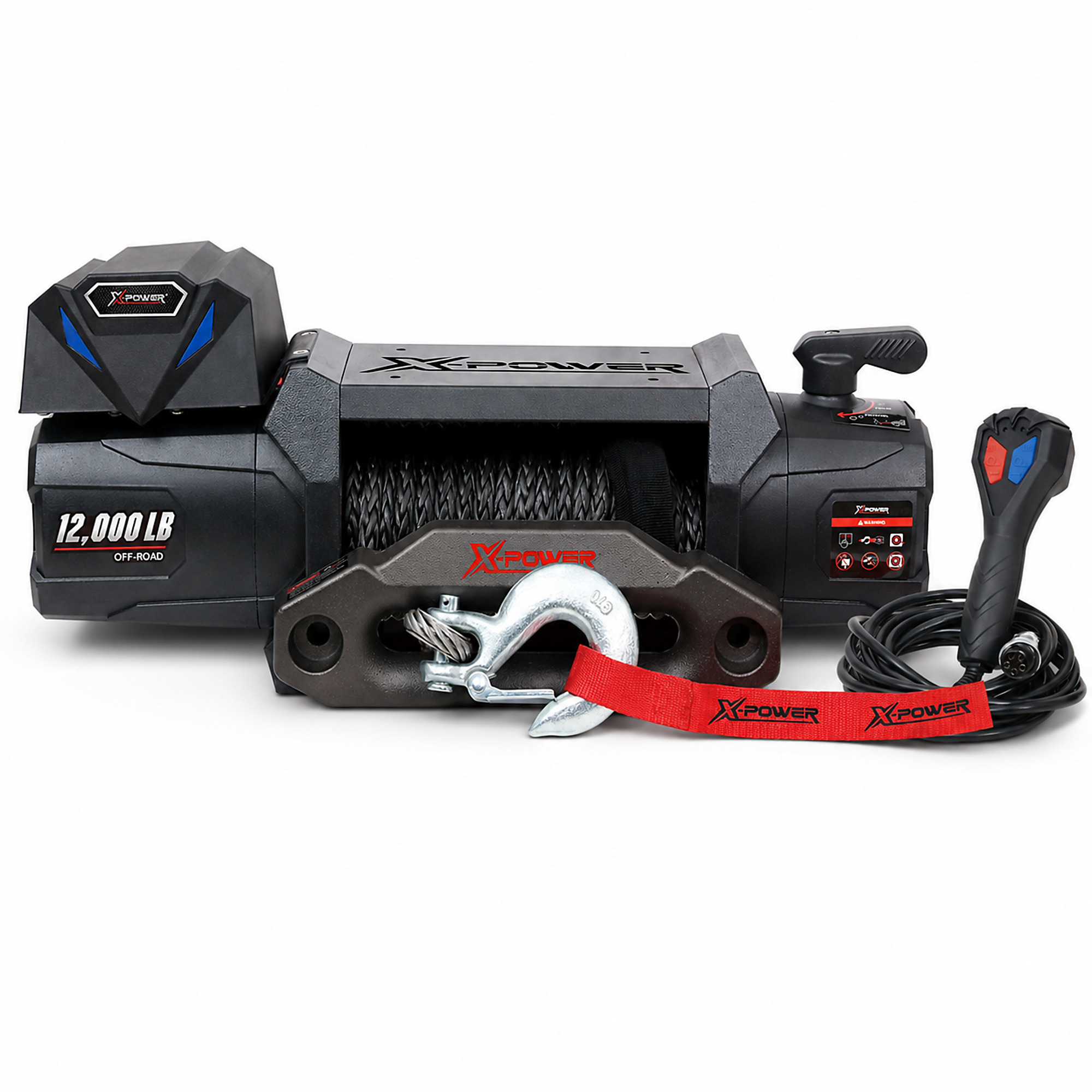 XPOWER 12,000 lb non-integrated synthetic rope winch